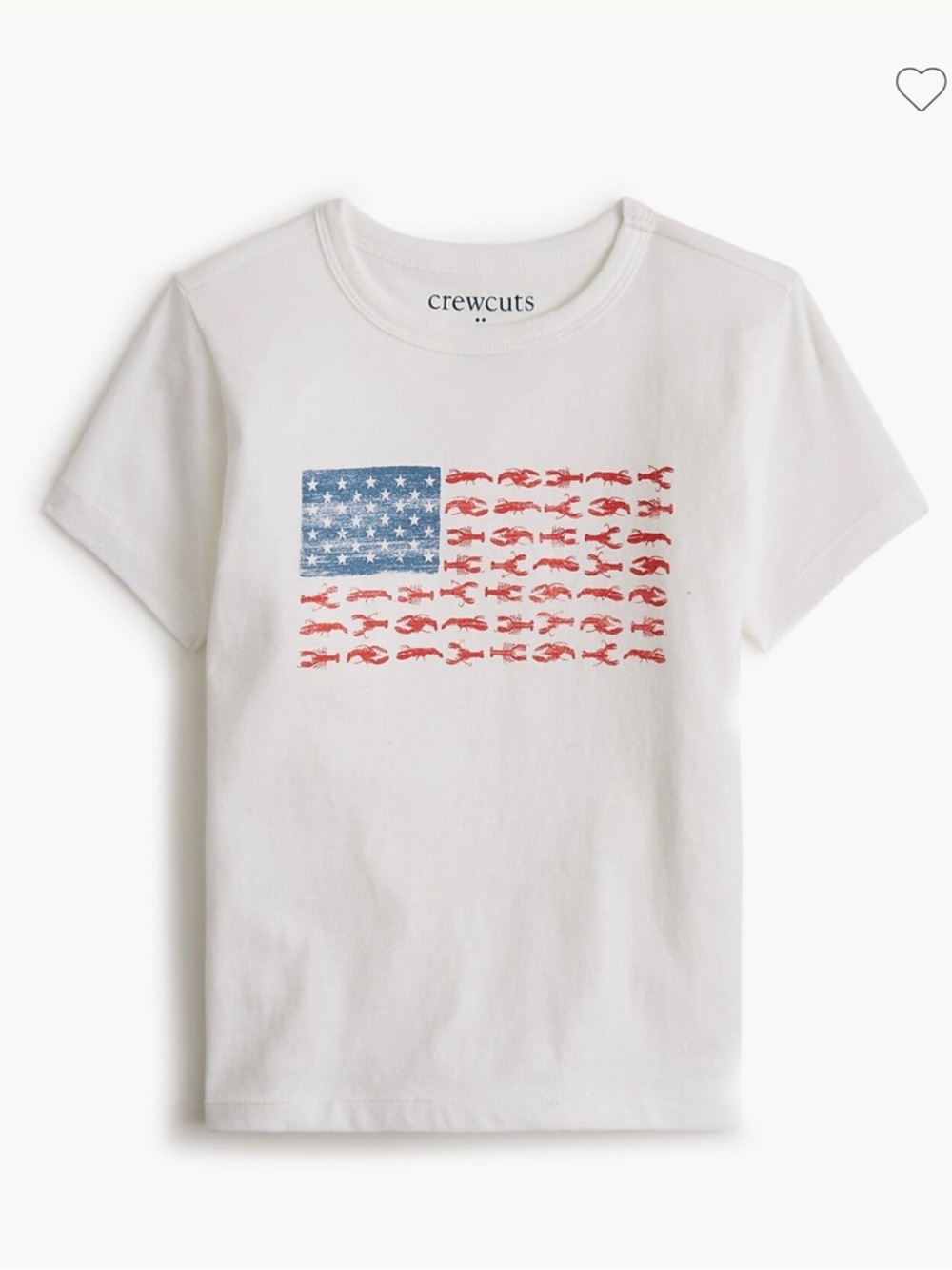 New J. Crew Crewcuts boys Patriotic White Tee - Lobster flag motif